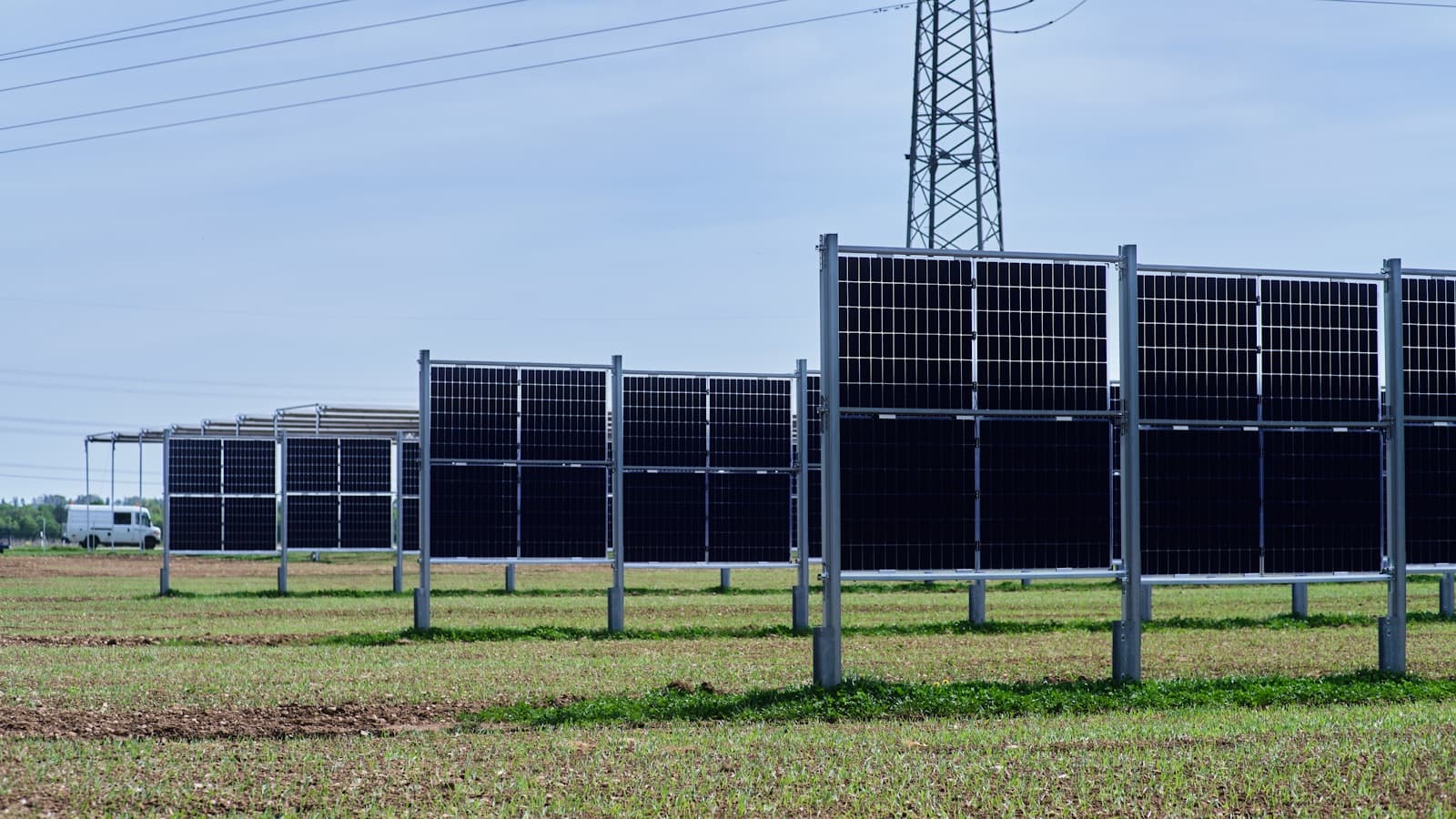 Aerial view of a solar plant under construction
